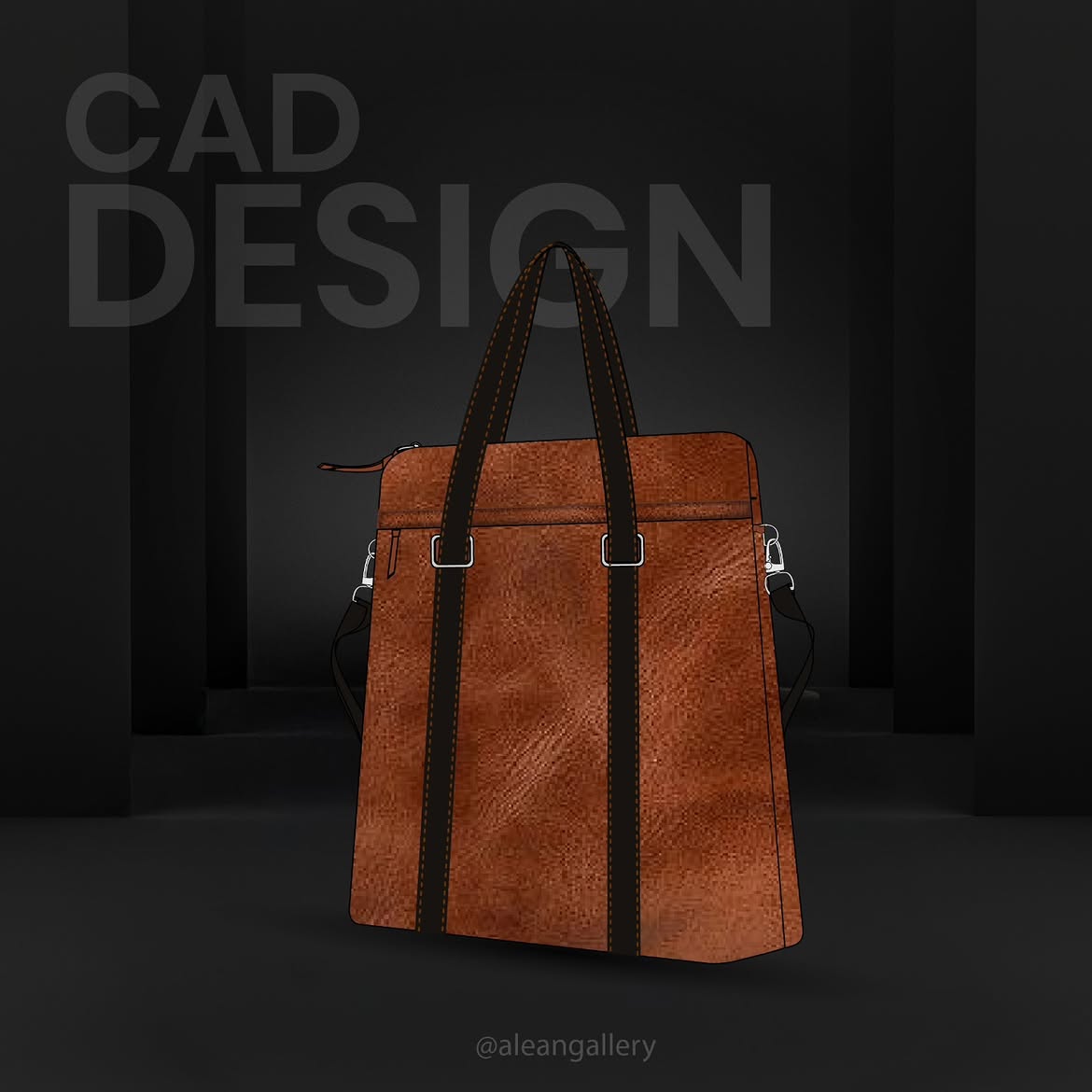CAD product design for a leather bag by Alean Gallery