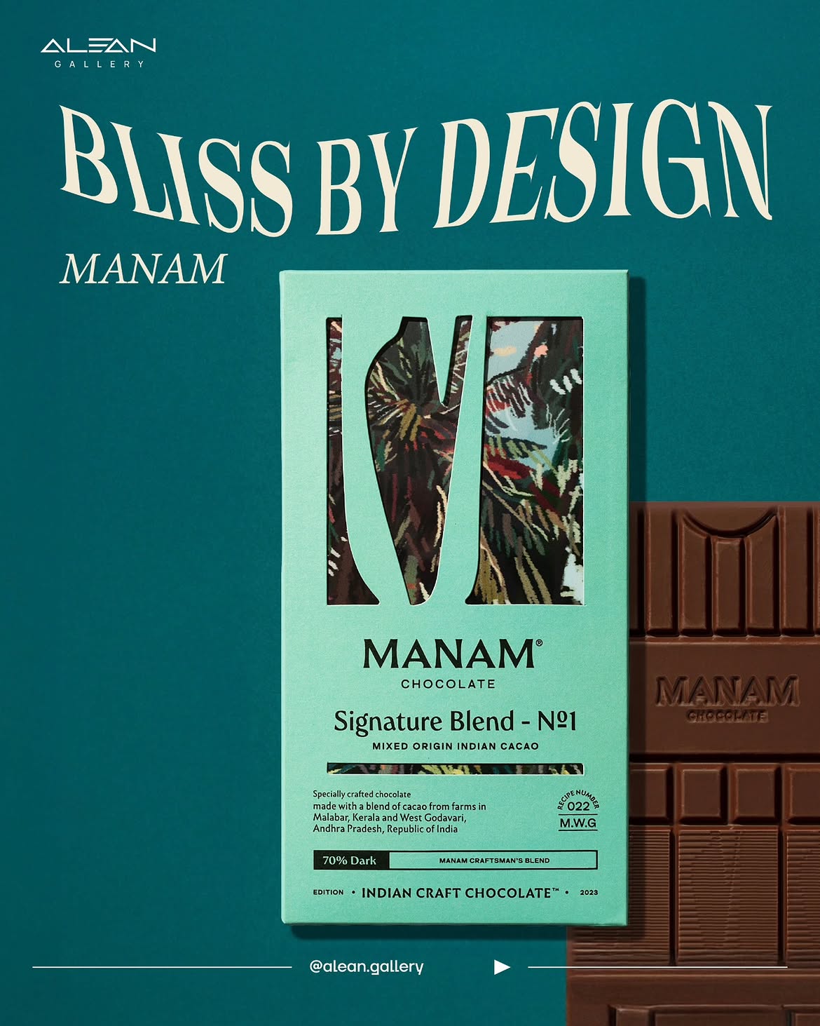 Manam craft chocolate packaging by Alean Gallery