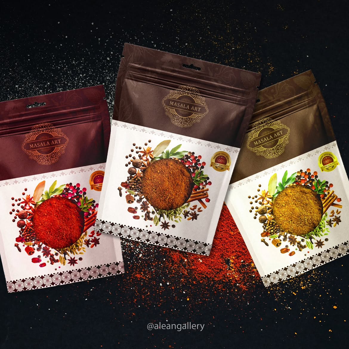 Masala Art spice packaging by Alean Gallery